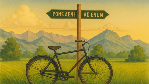 Fahrrad am Kastenfeld mit Straßenschild